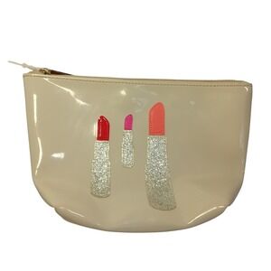 LOLO Cosmetic Bag‎ Makeup Pouch Patent Glitter Lipstick Design Zipper Girly READ